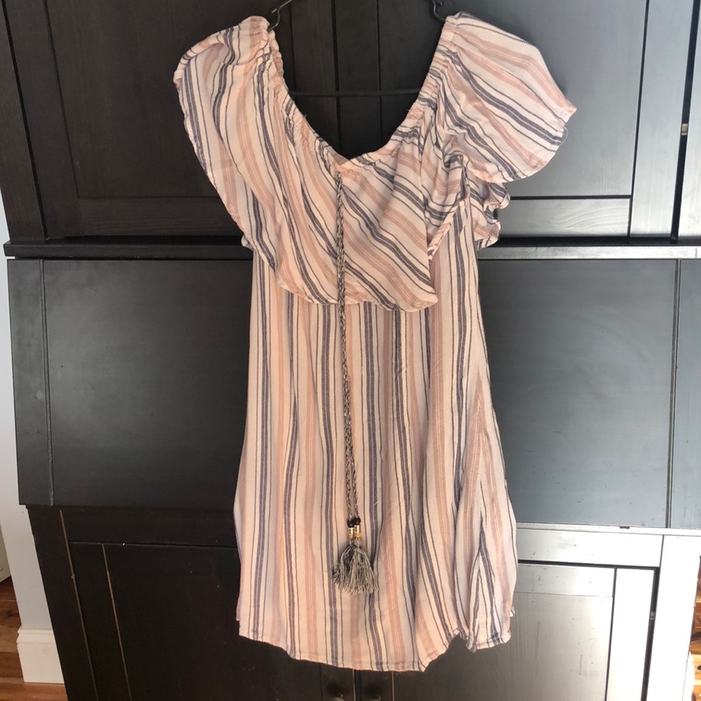 Venus Striped Off the Shoulder Dress
